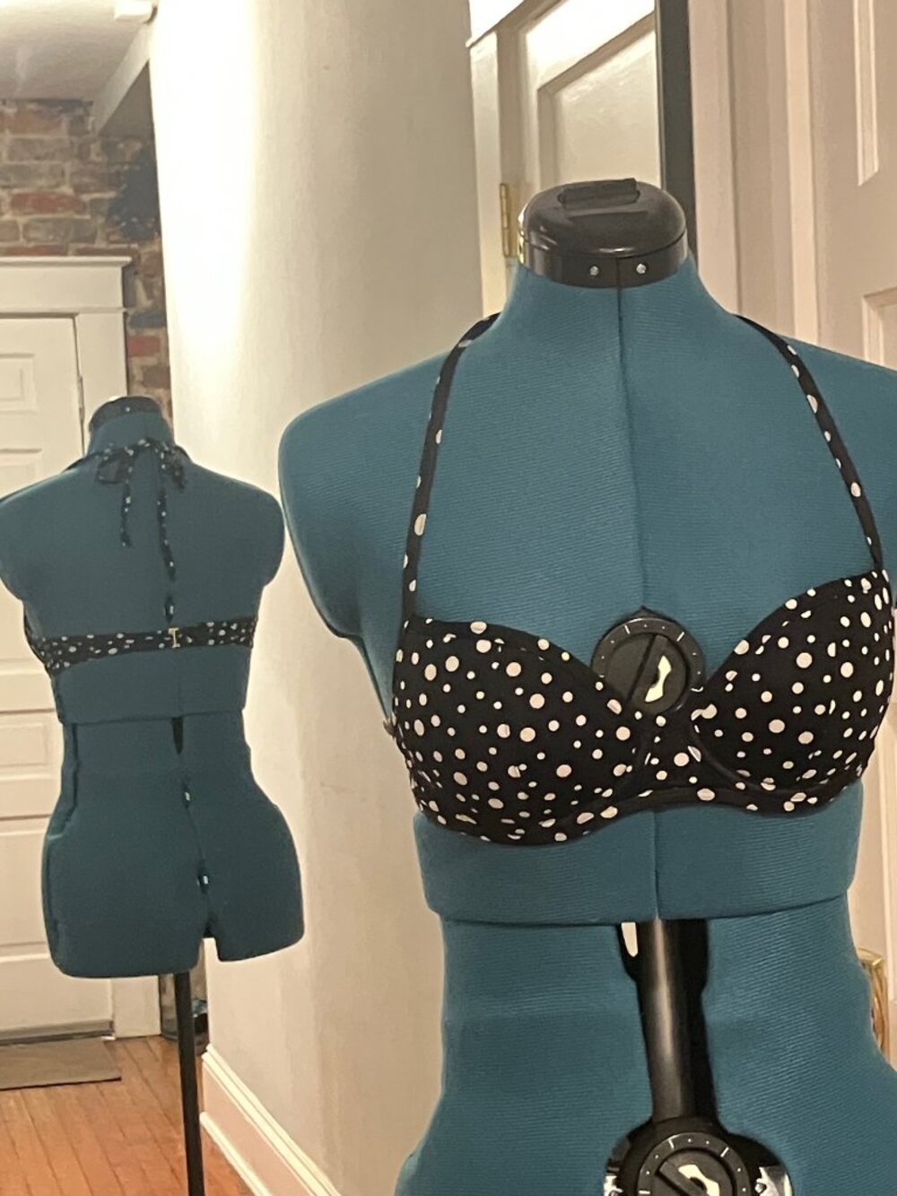 Victoria's Secret vintage balconette bikini top, black and white polka dot, 32C